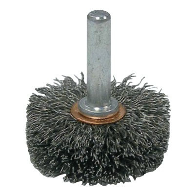Weiler Stem-Mounted Wide Conflex Brush, 1 1/2 in D x 1/2 W, .0118 Steel, 20,000 rpm, 1 EA, #17604