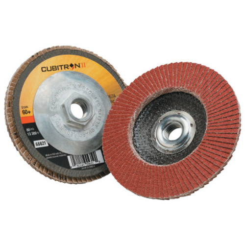 3M Cubitron II Flap Disc 967A, 4 1/2 in, 60 Grit, 13,300 rpm, Type 29, 10 CA, #7100032359