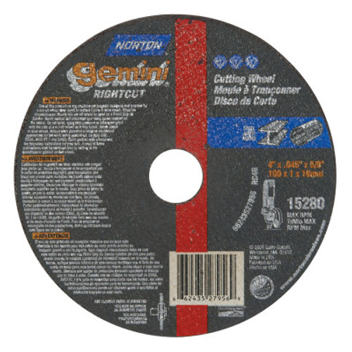 Norton Gemini RightCut Cut-Off Wheel, Type 1, 4 in Dia, .045 in Thick, Aluminum Oxide, 25 EA, #66243527956