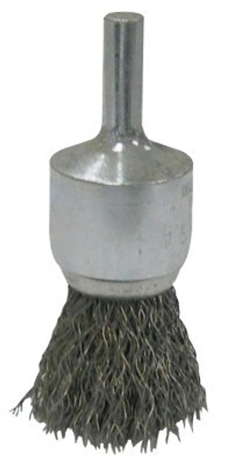 Weiler Vortec Pro Stem Mtd Crimped Wire End Brushes, Stainless, 1 in Dia, .006 Wire, 10/CT, #36285 Weiler Vortec Pro Stem Mtd Crimped Wire End Brushes, Stainless, 1 in Dia, .006 Wire, 10/CT, #36285
