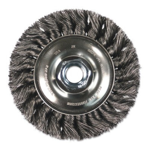 Advance Brush Standard Twist Single Row Knot Wheel, 4 D x 5/8 W, .014 Steel Wire, 20,000 rpm, 1 EA, #81657