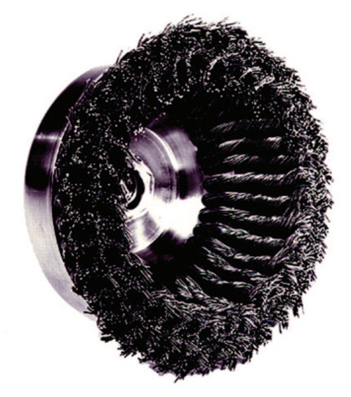 Weiler Heavy-Duty Knot Wire Cup Brush, 6 in Dia., 5/8-11 UNC Arbor, 1 3/8 x .023 Wire, 1 EA, #12556