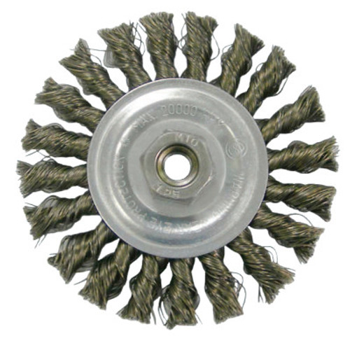 Weiler Vortec Pro Knot Wire Wheel, 4 in Dia, .014 Stainless Steel, Retail Pk, 1 EA, #36013