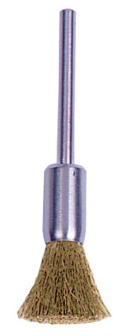 Weiler Miniature Stem-Mounted End Brushes, Brass, 37,000 rpm, 1/4" x 0.005", 1 EA, #26106