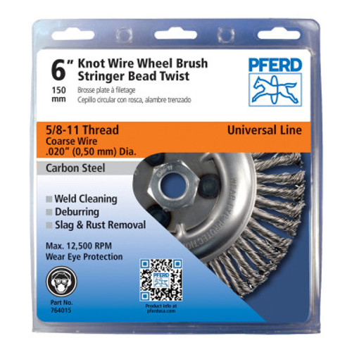Pferd Economy Power Brushes, 4" Dia., 5/8 in -11, 32 Knots, 20,000 rpm Carbon Steel, 5 EA, #763940