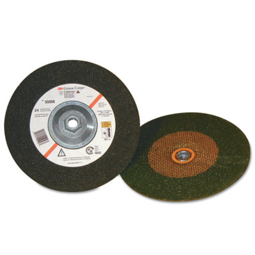 3M Green Corps Depressed Center Wheel, 4 in Dia, 1/4 in Thick, 24 Grit, 60 CA, #7010299200