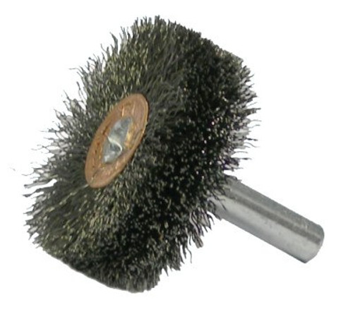 Weiler Stem-Mounted Wide Conflex Brush, 3 in D x 1 in W, .008 in Steel Wire, 20,000 rpm, 1 EA, #17621 Weiler Stem-Mounted Wide Conflex Brush, 3 in D x 1 in W, .008 in Steel Wire, 20,000 rpm, 1 EA, #17621