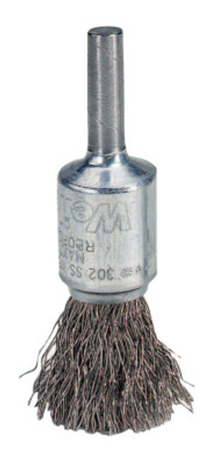 Weiler Crimped Wire Solid End Brushes, Steel, 25,000 rpm, 1/2" x 0.0104", 1 EA, #10002