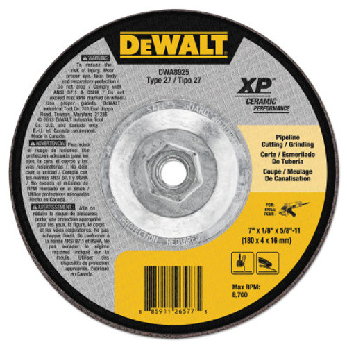 DeWalt Ceramic Grinding Wheel, 7 in Dia, 1/8 in Thick, 24 Grit Ceramic, 10 EA, #DWA8925