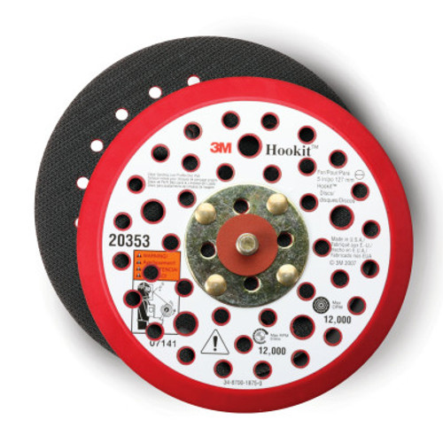 3M Hookit Low Profile Disc Pads, 5 in Dia, Coarse, Black/Red, 1 EA, #7100026249