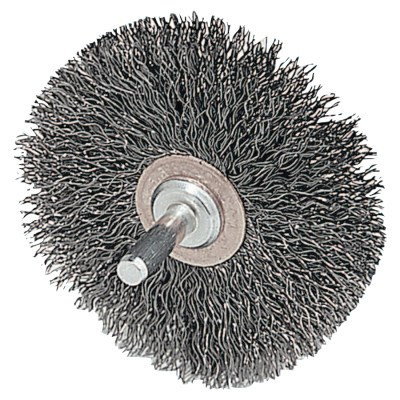 Weiler Stem-Mounted Narrow Conflex Brush, 3 in D x 1/2 in W, .014 Stainless Steel Wire, 1 EA, #17618