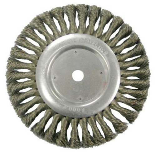 Weiler Vortec Pro Knot Wire Wheel, 4 in Dia, .014 in Carbon Steel Wire, 6,000 rpm, 2 EA, #36228