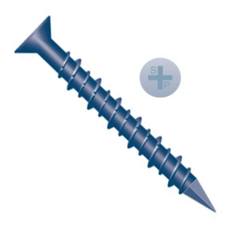 1/4" x 1-1/4" Strongcon Phillips Flat Head, Hi-Low, Notched Threads, Diamond Point, Ceramic Coating Concrete Screws (3,000/Bulk Pkg.)