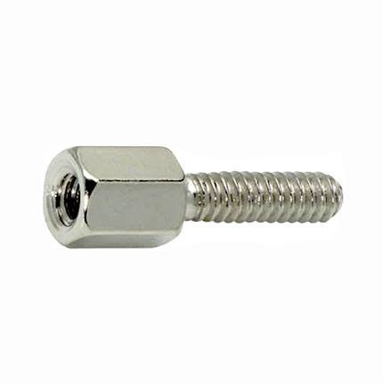 Hex Jack Screw (AF) Male/Female, 4-40 x 3/8", Steel, Stainless Steel Plated (1,000/Bulk Pkg.)