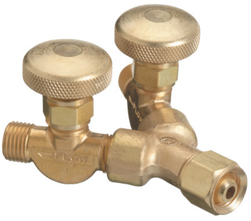 Western Enterprises Valved "Y" Connections, 200 PSIG, Brass, Male/Female, RH, 5/8 in - 18, 1 EA, #411