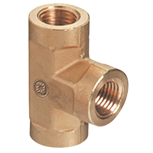 Western Enterprises Pipe Thread Tees, Connector, 3,000 PSIG, Brass, 1/4 in (NPT), 1 EA, #BFT4HP