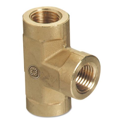 Western Enterprises Pipe Thread Tees, Connector, 3,000 PSIG, Brass, 1/4 in NPT (Branch), 1 EA, #BMT4HP