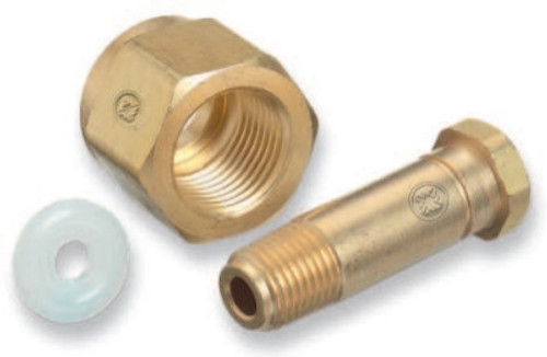 Western Enterprises Regulator Inlet Nipples, CO2, 1/4 in (NPT), 2", Stainless Steel, CGA-320, 1 EA, #SSCO3