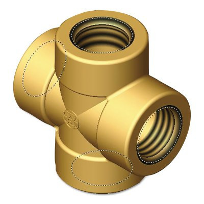 Western Enterprises Pipe Crosses, Adapter, 3000 PSIG, Brass, X-Shape, 3/4 in (NPT), 1 EA, #WHF412