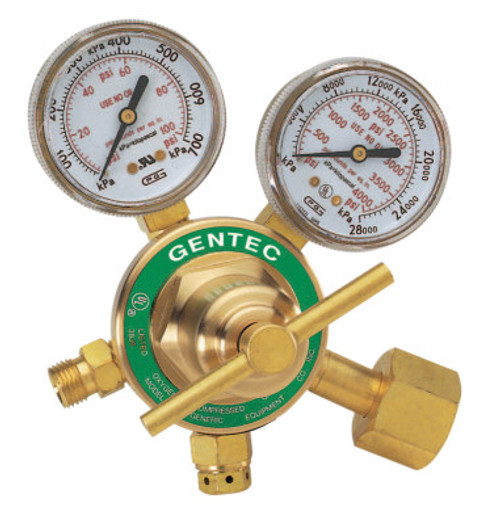 Gentec Single Stage Regulators, Acetylene, CGA 300, 400 psi inlet, 1 EA, #452Y153