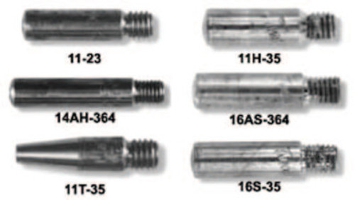 Esab Welding Contact Tip, 0.03 in Wire, 0.038 in Tip, Optional Tapered, No. 2, 3, and 4 Guns, 25 PKG, #14T30