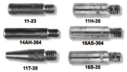 Esab Welding Contact Tip, 0.035 in Wire, 0.044 in Tip, Standard Recess, 25 EA, #15H35