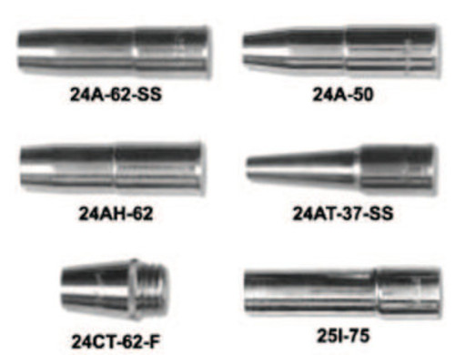 Esab Welding 25 Series Nozzles, Coarse Thread, 1/8 in. Tip Recess, 1/2 in, For No. 5 Gun, 1 EA, #25CT50