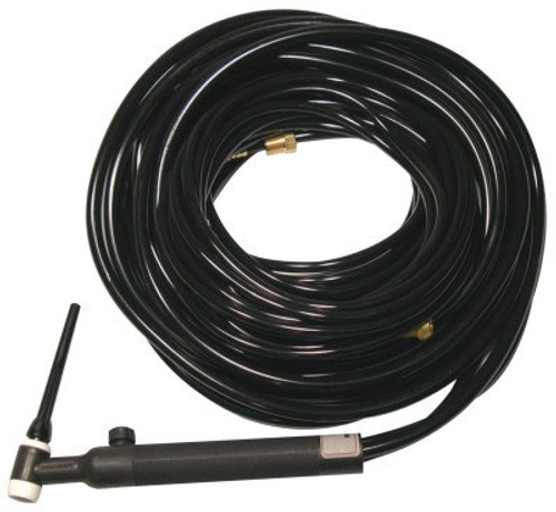 WeldCraft WP-18V Water Cooled Tig Torch Kit, Angled Head, 1 3/8 in, 25 ft One-Piece Cable, 1 EA, #WP18V25R
