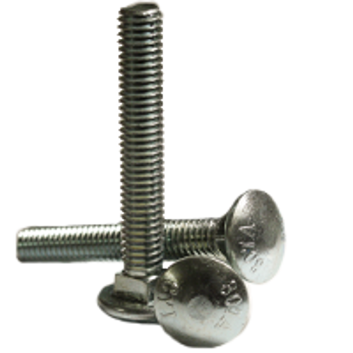 1/4"-20 x 7-1/2, 6" Thread Under-Sized Carriage Bolts A307 Grade A Zinc Cr+3 (100/Pkg.)