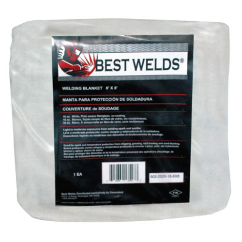 Best Welds Welding Blankets, 10 ft X 10 ft, Fiberglass, White, 18 oz, 1 EA, #20251810X10