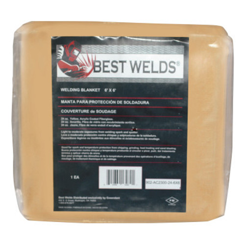 Best Welds Welding Blanket, 8 ft X 6 ft, Fiberglass, Yellow, 24 oz, 1 EA, #AC2300246X8