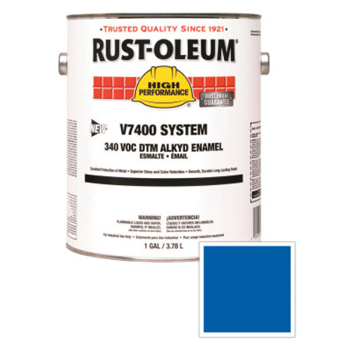 Rust-Oleum Industrial High Performance V7400 System DTM Alkyd Enamel, 1 Gal, Safety Blue, High-Gloss, 2 CN, #245474