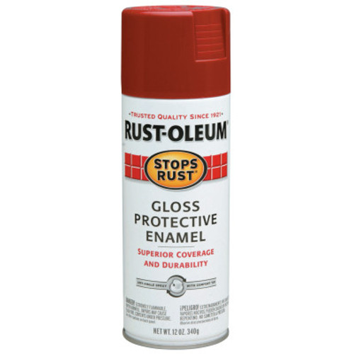 Rust-Oleum Industrial Stops Rust Protective Enamel Spray, 12 oz, Regal Red, Gloss, 6 CA, #7765830