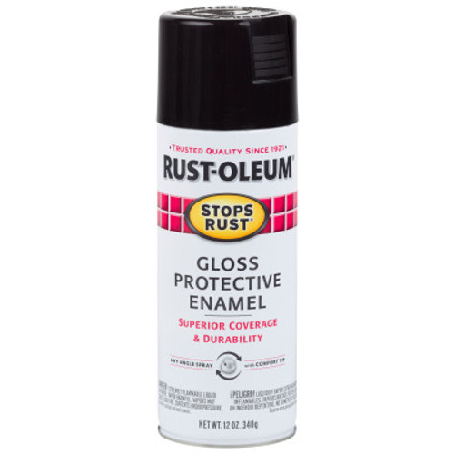 Rust-Oleum Industrial Stops Rust Protective Enamel Spray Paints, 12 oz Aerosol, Black, 6 CA, #7779830