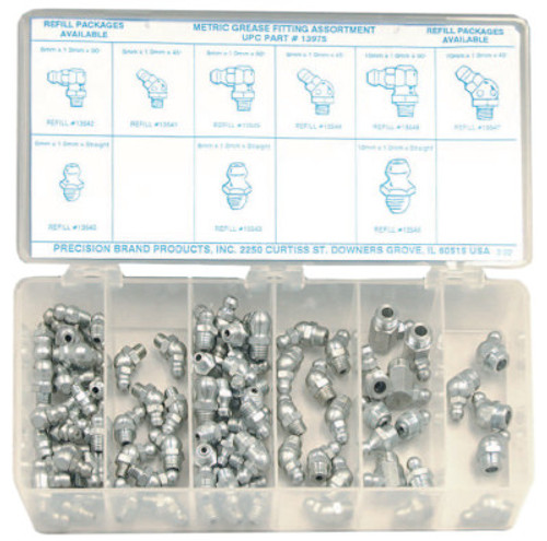 Precision Brand Metric Grease Fitting Assortments, 100 per set, 1 SET, #13975