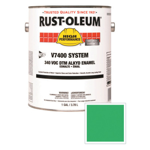 Rust-Oleum Industrial High Performance V7400 System DTM Alkyd Enamel, 1 Gal, Safety Green, High-Gloss, 2 CN, #245476