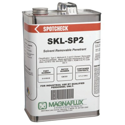 Magnaflux Spotcheck SKL-SP2 Solvent Removable Penetrant, Liquid Type 2, Can, 1 gal (4 Gallons/Case) #1515535 Magnaflux Spotcheck SKL-SP2 Solvent Removable Penetrant, Liquid Type 2, Can, 1 gal (4 Gallons/Case) #1515535