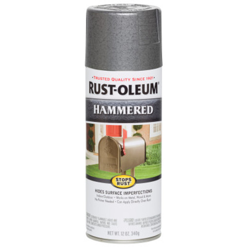 Rust-Oleum Industrial Stops Rust Hammered Spray Paints, 12 oz, Gray, Gloss Finish, 6 CAN, #7214830