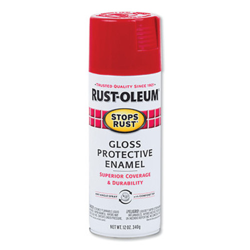 Rust-Oleum Industrial 12 oz. Protective Enamel Gloss Sunrise Red Spray Paint, 6 CA, #7762830