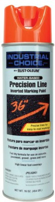 Rust-Oleum Industrial M1600/M1800 Precision-Line Inverted Marking Paint,17oz,Fluorescent RedOrange,W/B, 12 CN, #203037