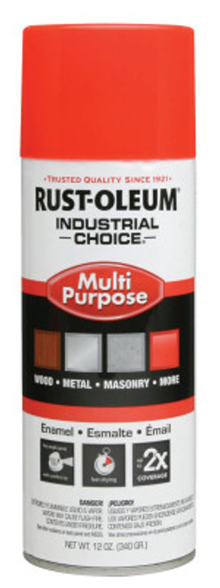 Rust-Oleum Industrial Industrial Choice 1600 System Enamel Aerosols,12oz,Fluorescent RedOrange,HiGloss, 6 CAN, #1655830