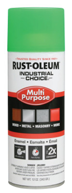 Rust-Oleum Industrial Industrial Choice 1600 System Enamel Aerosols, 12oz, Fluorescent Green, Hi-Gloss, 6 CAN, #1632830