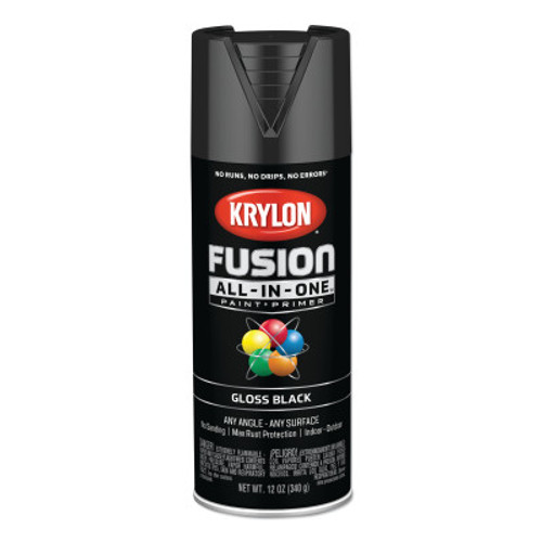 Krylon Industrial Fusion All-in-One? Paint + Primer, 12 oz, Black, Gloss, 6 CA, #K02702007