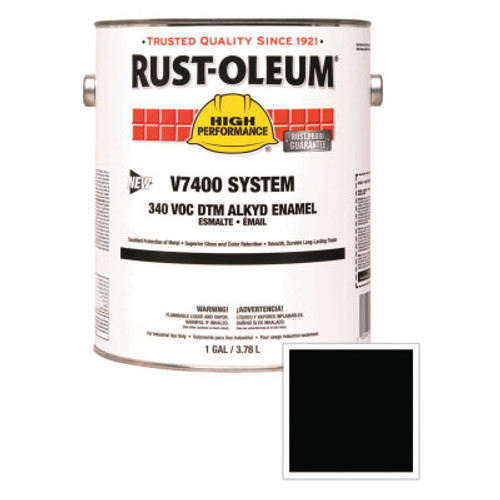 Rust-Oleum Industrial High Performance V7400 System DTM Alkyd Enamel, 1 Gal, Black, Flat, 2 CN, #245387