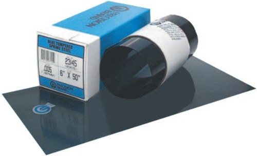 Precision Brand Blue Tempered Shim Stock Rolls, 0.00075", Steel 1095, 0.005" x 50" x 6", 1 ROL, #23145