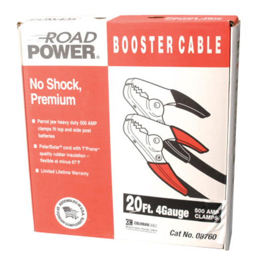 CCI Booster Cables, 4/1 AWG, 20 ft, Black, 1 EA, #87600108