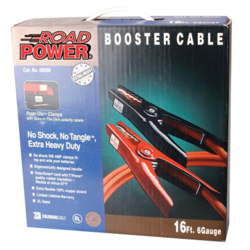 CCI Automotive Booster Cables, 6/1 AWG, 12 ft, Orange, 1 EA, #85650103