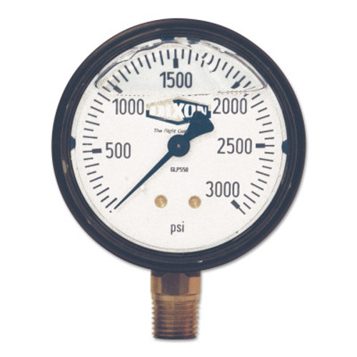 Dixon Valve Liquid Filled Gauge, 5000 psi, ABS, 1/4 in NPT (M), Lower Mount, 1 EA, #GLP555