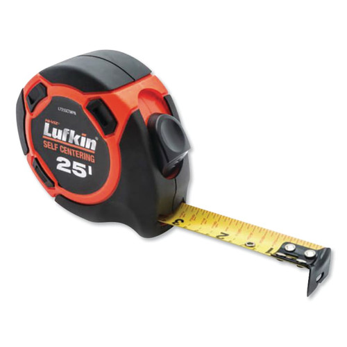 Lufkin Hi-Viz Self-Centering Tape Measures, 25 ft, SAE, Hi-Viz Orange, 1 EA #L725SCTMPN