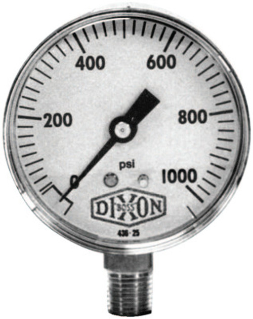 Dixon Valve 2 in Standard Dry Gauge, 200 psi, ABS, 1/4 in NPT(M), 1 EA, #GL135